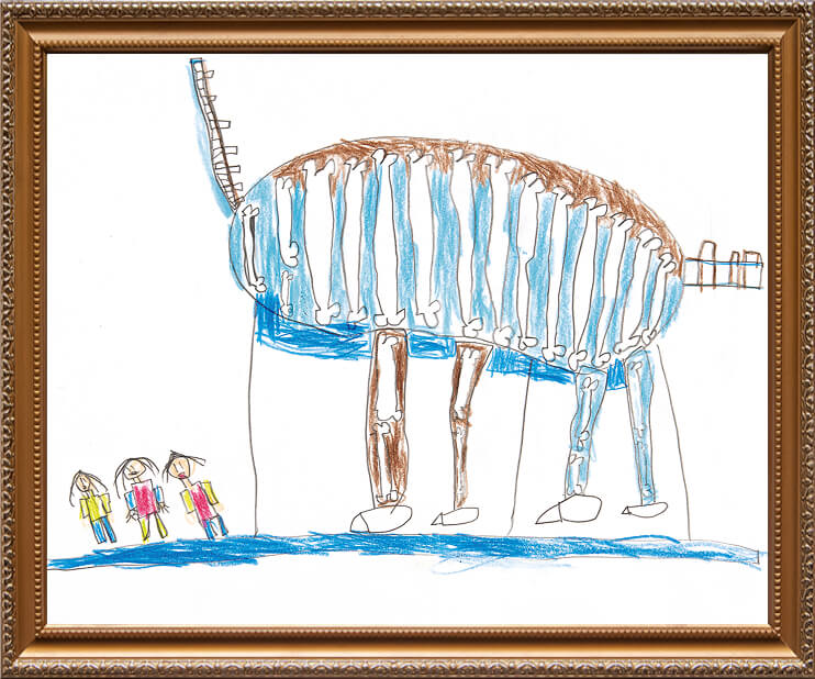 「頭が見えないほどの大きな恐竜」